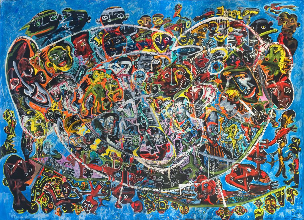 Alain Rothstein GRANDE FACE BLEUE, 2013, huile sur toile, 220x300cm : (coll. Privée).