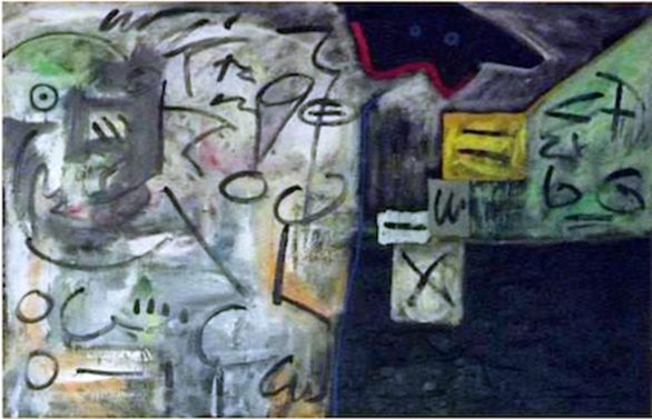 Groupe Simon Geneve Alain Rothstein Tableau Abstrait Noir Huile Sur Toile Groupe Simon Geneve