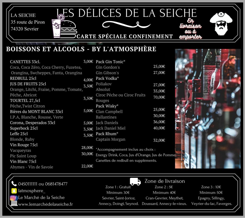 Livraison boissons et emporter confinement automne - La Seiche - Sevrier - Annecy - Saint-Jorioz -Faverges