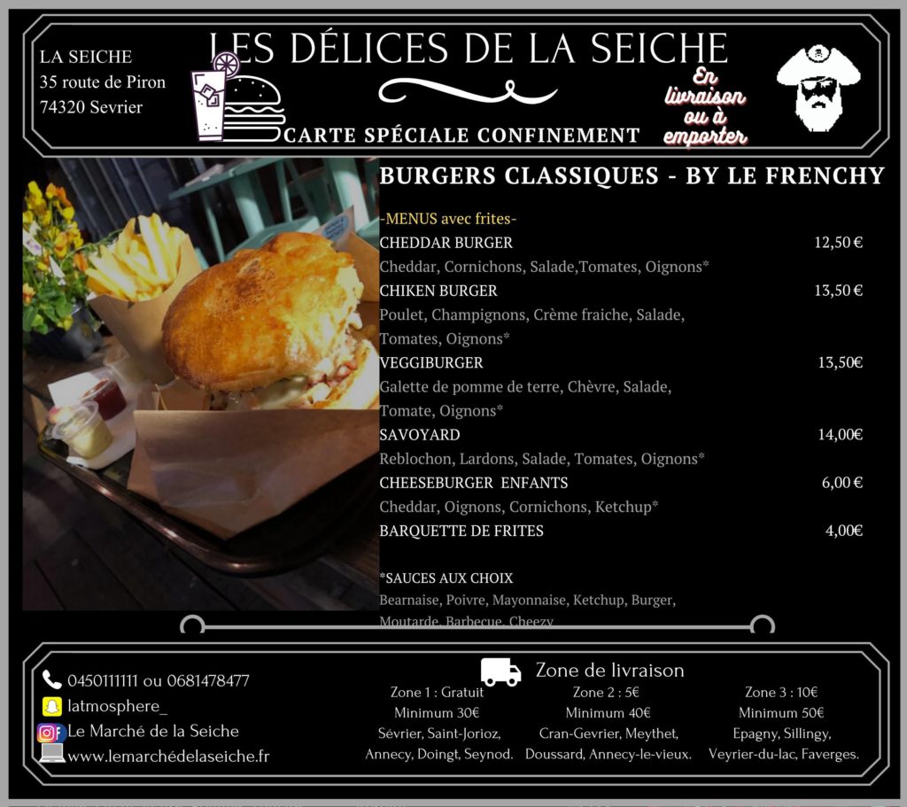 Livraison burgers et emporter confinement automne - La Seiche - Sevrier - Annecy - Saint-Jorioz -Faverges